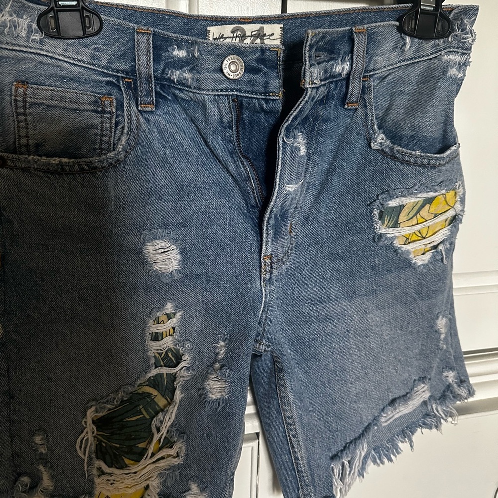 We The Free Denim Shorts with Tropical Patch